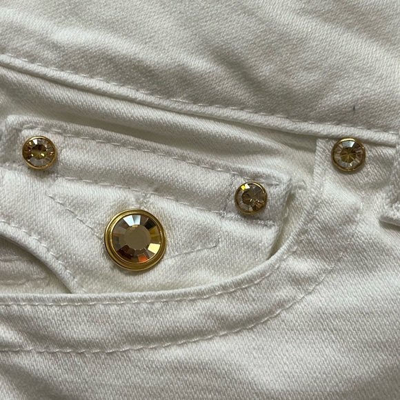 EUC True Religion Disco Sophie Cuffed Capri Jean Rhinestone Button  SZ-26 - Picture 5 of 12